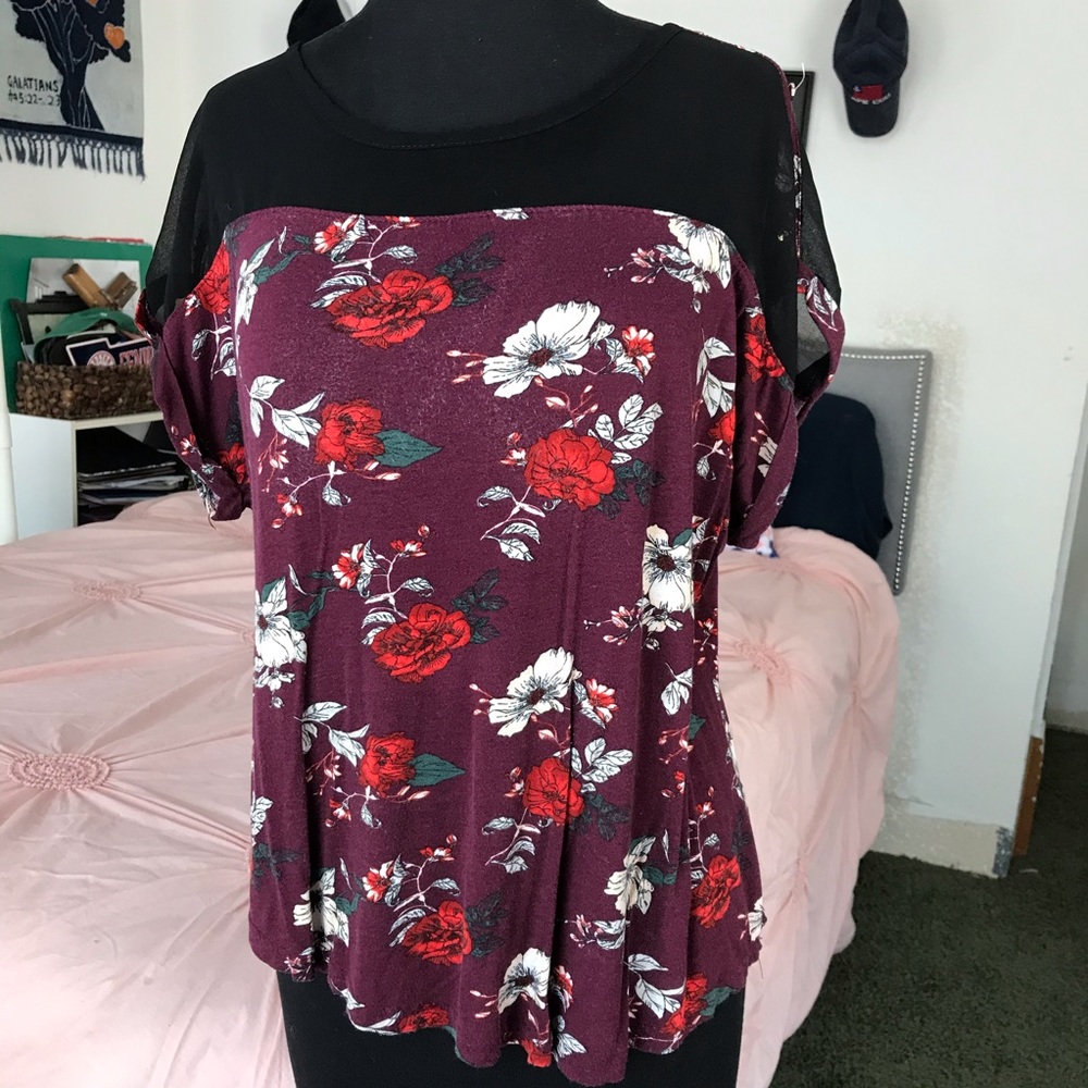 Rue21 Burgandy Floral Blouse